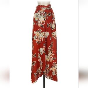 Zara Floral Print Red Maxi Skirt